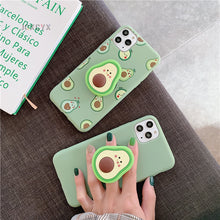 Load image into Gallery viewer, 3D Luxury cute cartoon fruit avocado Soft silicone phone case for iphone X XR XS 11 Pro Max 6S 7 8 plus Holder cover gift coque