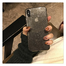 Load image into Gallery viewer, Shining Glitter Powder Black Phone Case For iPhone 11 Pro XR XS Max 8 7 Plus 6S Transparent Soft TPU Shockproof Bling Back Cover