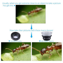 Load image into Gallery viewer, APEXEL Phone Lens 2 In 1 Clip-On 12 X Macro + 24 X Super Macro Lens kit For Iphone 7/6s / 6s Plus ios android smartphones 24XM