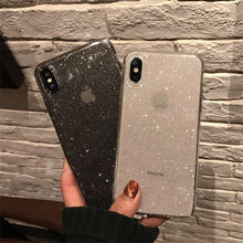 Load image into Gallery viewer, Shining Glitter Powder Black Phone Case For iPhone 11 Pro XR XS Max 8 7 Plus 6S Transparent Soft TPU Shockproof Bling Back Cover
