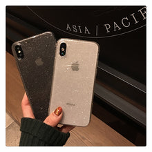 Load image into Gallery viewer, Shining Glitter Powder Black Phone Case For iPhone 11 Pro XR XS Max 8 7 Plus 6S Transparent Soft TPU Shockproof Bling Back Cover
