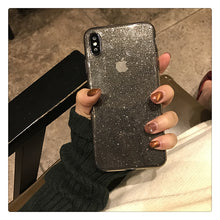 Load image into Gallery viewer, Shining Glitter Powder Black Phone Case For iPhone 11 Pro XR XS Max 8 7 Plus 6S Transparent Soft TPU Shockproof Bling Back Cover
