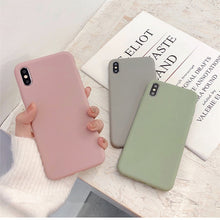 Load image into Gallery viewer, Mint hybrid simple matte bumper phone case for Iphone 11 case Pro Max Xr Xs 6s 8 7 plus shockproof soft Tpu silicone matte cover
