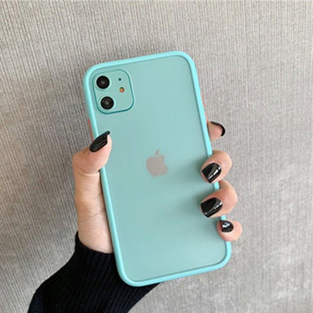 Mint hybrid simple matte bumper phone case for Iphone 11 case Pro Max Xr Xs 6s 8 7 plus shockproof soft Tpu silicone matte cover