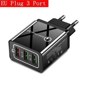 48W Quick Charger 3.0 USB Charger for Samsung A50 A30 iPhone 7 8 Xiaomi mi9 Tablet QC 3.0 Fast Wall Charger US EU UK Plug Adapte